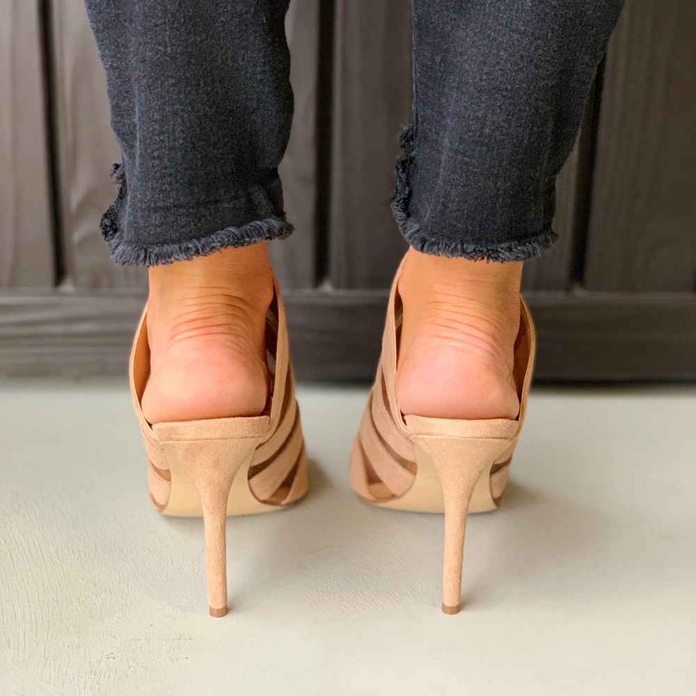 Peep Toe Asymmetrical Mesh Stiletto Heeled Mule - Picture 5 of 5